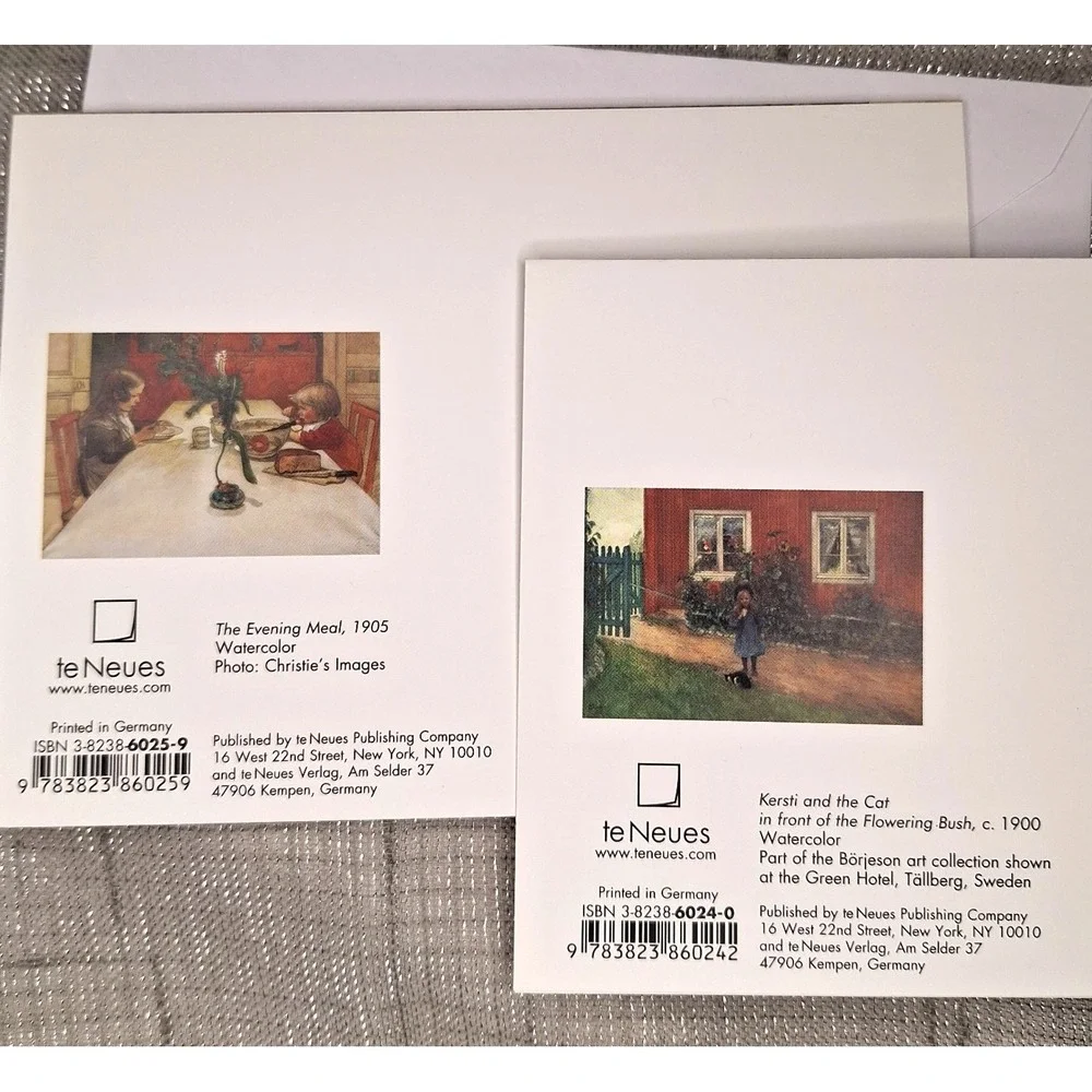 Carl Larrson Artwork 10‎ Notecards The Evening Meal, Kersti and the Cat  teNeues